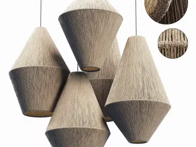 Lamp wood rattan wicker Cone n3 3D model