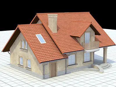 highly detailed and textured single-family house 3D model