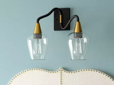 Delrosario Light Matte Black Gold Vanity Light Free 3D model