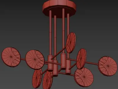 ARIEL modern chandelier with gold accents 3D model