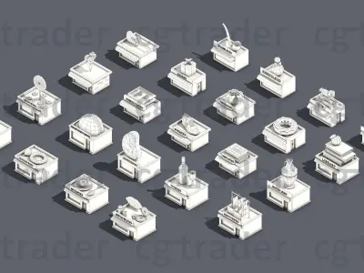 Low poly Stores Shops Isometric Low-poly 3D model