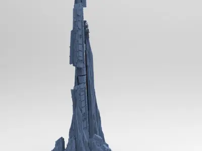 Alien Ship on mountain Tower 3D model