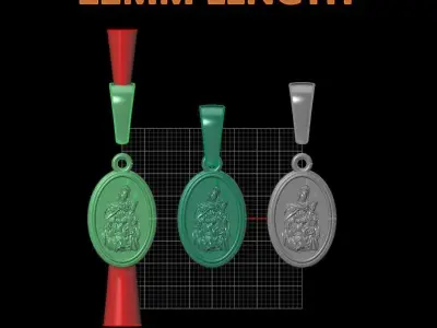 Oval Antique Mother Mary Pendant 22mm Length 3D print model