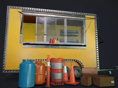 Food Truck and Props Minipack Low-poly 3D model