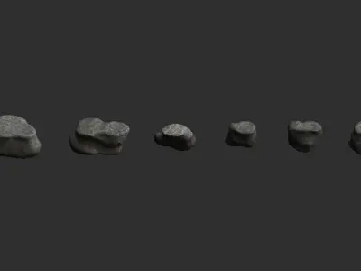 Short Flat Rocks - Cave Low-poly 3D model