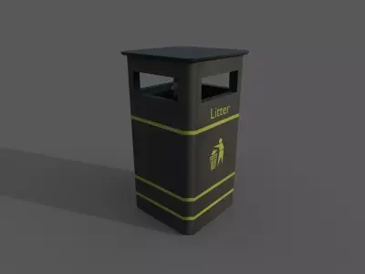 Garbage can PBR Low-poly 3D model