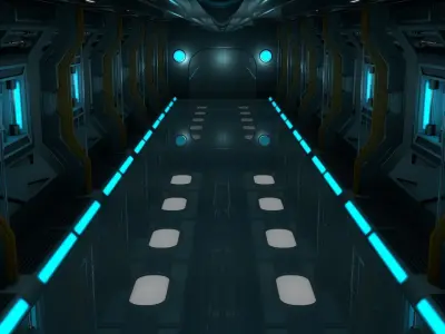 Sci Fi Corridor 3D model 39