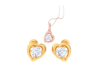 Solitaire Super Light Weight Earring Pendant Set 3D print model