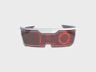 SciFi Glasses Visor 03 White Red - Character Design Fashion Low-poly 3D model