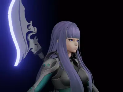 Molly woman holding scythe 3D model