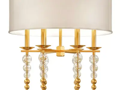 Wide Aged Brass 6 Light Pendant 3D model