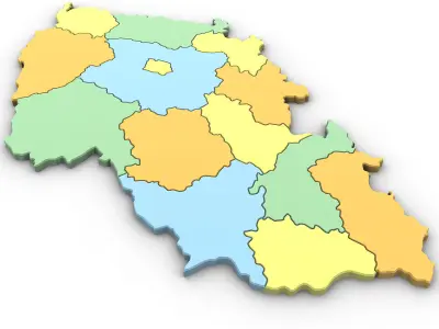 3d Political Map of the Czech Republic 3D model