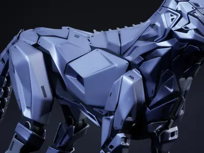Robot Wolf Low-poly 3D model