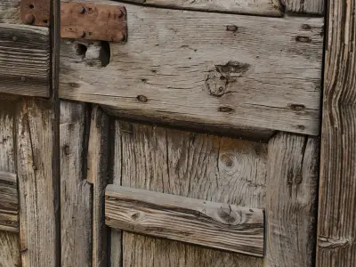 Old wooden door rust and patina 3d model Low-poly 3D model