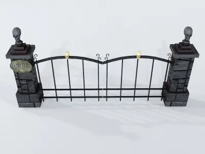 Cemetery creepy door low poly 3d model  3D model