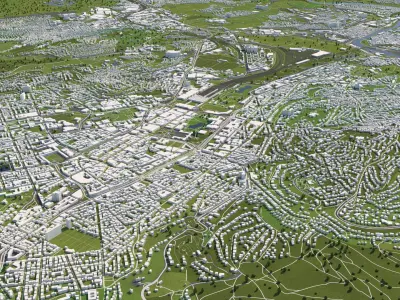 Stuttgart Germany 50x50km 3D City Map 3D model