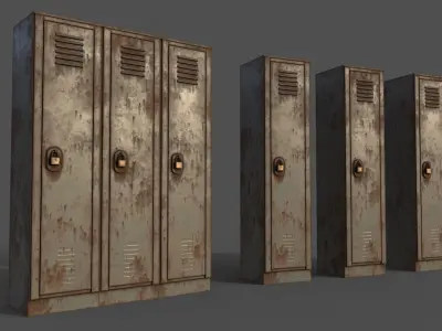 PBR School Gym Locker 01 - Pale Green Low-poly 3D model