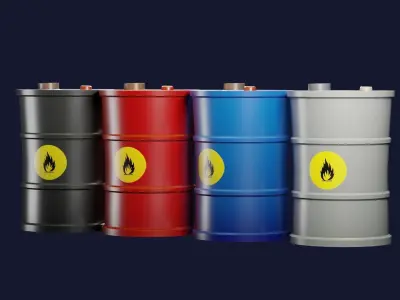 Stylized Low-poly Oil Barrel 3D Model Low-poly 3D model