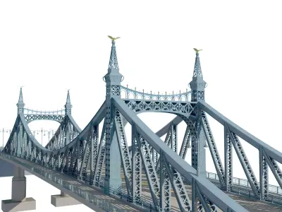 Suspension Type Balanced Cantilever Bridge Low-poly 3D model