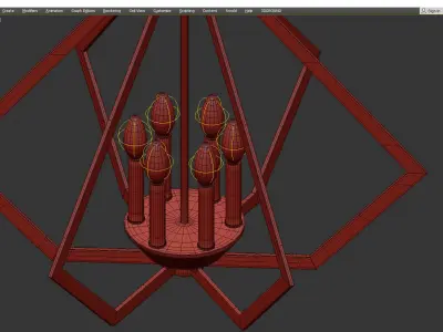 Prism Wide Antique Brass 6 Light Chandelier Low-poly 3D model
