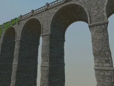 Ancient Stone Bridge - Modular Game Props Low-poly 3D model