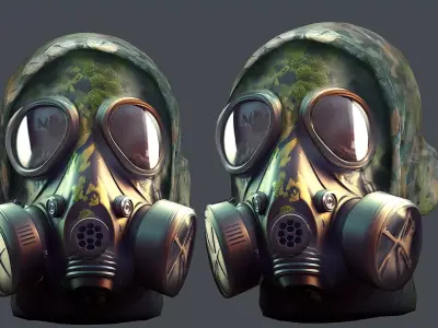 Gas mask helmet 3d model military combat  Low-poly 3D model