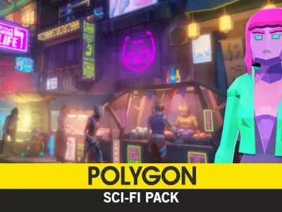POLYGON - Sci-Fi City Pack Low-poly 3D model