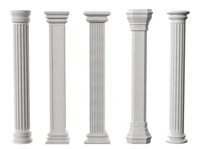 Marble Quintet Columns with Classic Design 2 3D model