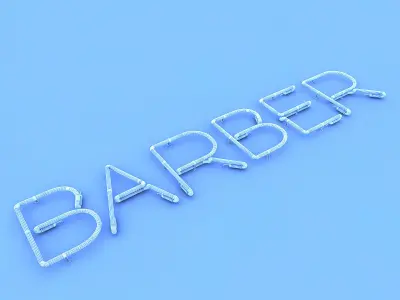 Barber Neon Sign Low-poly 3D model
