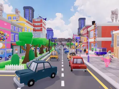 Cartoon City Massive Pack Low-poly 3D model