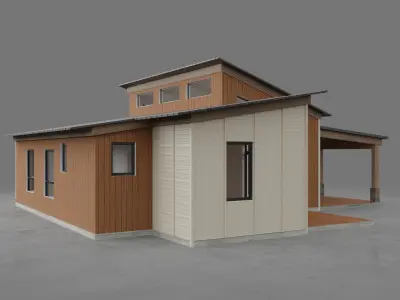 House with interior walls M2 Low-poly 3D model