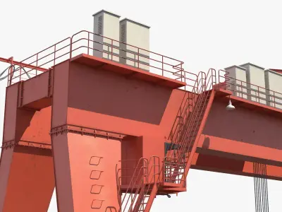  Double Girder Gantry Crane with Rails Red 