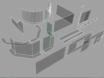 sci-fi  modular building -  cyberpunk construction 3D Model Pack
