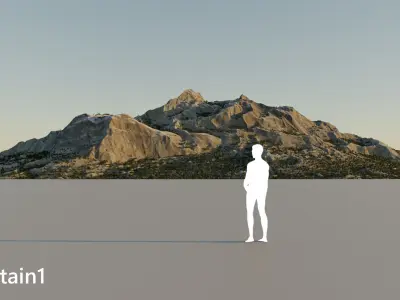 Three Rocky Grey Mountains Landscape 3D model