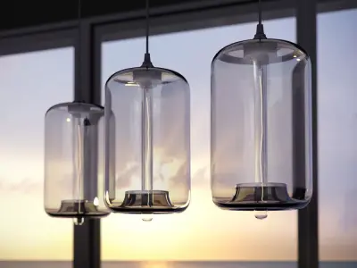 Pod glass pendant light 3D model