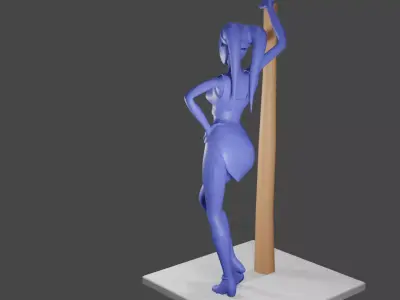 Beautiful Female Alien Leaning on a Pole 3D print model