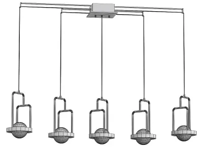 dighton-ch five light chandelier in brass and glass 3D model