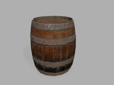 Wooden Barrel Low-poly 3D model