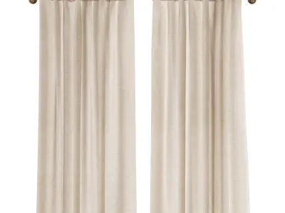 Curtain HE-No 07 Curtain With Swing Arm Rods 01 3D model