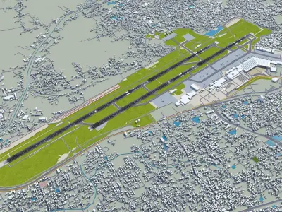 Netaji Subhash Chandra Bose International Airport Kolkata 10km Low-poly 3D model