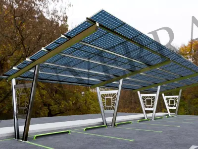 Lowpoly Solar Carport-V Types-Steel Structure Low-poly 3D model