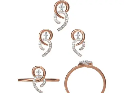 Light wt Ring Earrings Pendant set 3dm stl 1-render details 3D print model 9