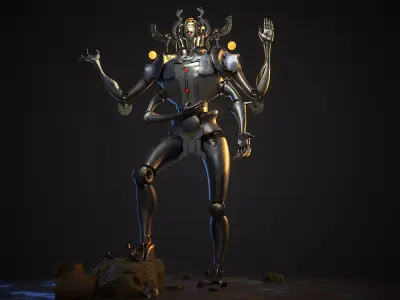 Stylish sacrificial robot Low-poly 3D model