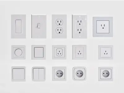 Power outlets and Lights Switches Pack Low-poly 3D model