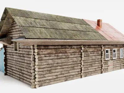CountryHouseB old damaged da1 Low-poly 3D model