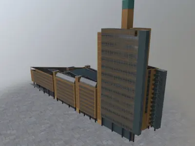 Berlin Debis Hochhaus Low-poly 3D model