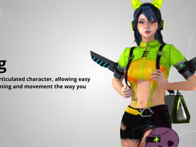 Futuristic Girl - Game Ready Low-poly 3D model