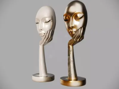 Serene Face Hand Sculpture Set 3D model