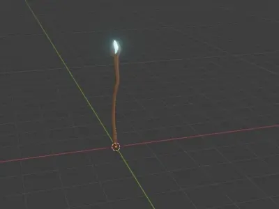 Stylized Wizard Wooden Staff Of Light Low-poly 3D model