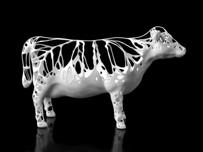 Cow Dust Voronoi Low-poly 3D model